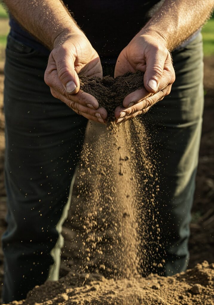 Thriving small-scale organic farm showing diverse vegetable crops and healthy soil management